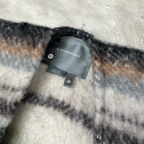 Anthropologie Knit Kimono - One Size Striped Poncho Shawl Boho Western Festival - Picture 2 of 8